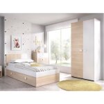 Armoire sonia - 2 portes - l90cm - coloris : chne et blanc