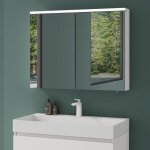 Armoire suspendue de salle de bain avec miroir et �clairage led - mai & mai - blanc mat - 90x15x70 cm ...