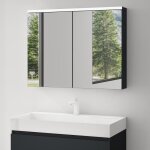 Armoire suspendue de salle de bain avec miroir led 90x15x70 cm anthracite mat mai & mai
