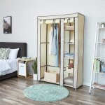 Armoire en tissu - kedia - penderie vetement avec tringle et fermeture eclair - beige - 110 * 45 * 175cm ...