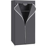 Armoire en tissu - songmics - penderie pliante avec tringle de suspension - gris - 75 x 45 x 160 cm