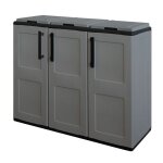 Armoire de tri selectif 3 sacs gris - meuble de recyclage int / ext - dimensions 102 x 37 x 84 cm - intec ...