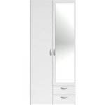 Armoire varia - décor blanc - 2 portes battantes + 1 miroir + 2 tiroirs - l 81 x h 185 x p 51 cm - parisot ... Armoire varia - décor blanc - 2 portes battantes + 1 miroir + 2 tiroirs - l 81 x h 185 x p 51 cm - parisot ...