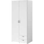 Armoire varia - dcor blanc - 2 portes battantes + 2 tiroirs - l 81 cm x h 185 x p 51 cm - parisot