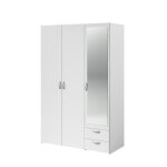 Armoire varia - d�cor blanc - 3 portes battantes + miroir + 2 tiroirs - l 120 x h 185 x p 51 cm - parisot ...