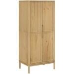 Armoire - vidaxl - floro - bois massif de pin - cire marron - 2 portes - 77x53x171 cm