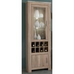 Armoire vitrine buffet haut coloris ch�ne truff� blanc vieilli - longueur 68 x profondeur 37 x hauteur ...