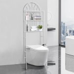 Armoire wc 3 niveaux �tag�re de salle de bain blanc 65x34x178 cm - homewell - contemporain design - m�tal ...