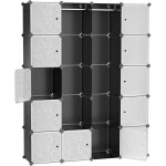 Armoire xxl mengda - plastique noir - 20 cubes - 147x37x183cm - rangement et penderie