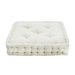 Pouf tapissier en velours de coton uni écru 40x40 Pouf tapissier en velours de coton uni écru 40x40
