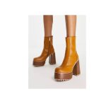 Bottines - asos design - emotive - marron - talon bloc haut - fermeture zippe