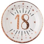 Assiette anniversaire 18 ans blanche et rose gold 22. 5cm (x10) ref / 7348 matire carton