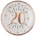 Assiette anniversaire 20 ans blanche et rose gold 22. 5cm (x10) ref / 7348 matire carton