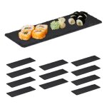 Assiette en ardoise lot de 12 planches longues en ardoise pour servir et écrire 30x10 cm anthracite Assiette en ardoise lot de 12 planches longues en ardoise pour servir et écrire 30x10 cm anthracite