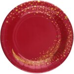 Assiette carton magie des toiles de nol rouge et dor (x10) ref / 7452