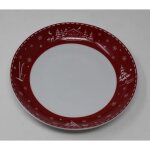 Assiette creuse porcelaine chalet rouge lot de 6