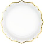 Assiette jetable - dentele - marque non spcifie - blanc et or - set de 6 - carton