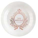 Assiette mariage just married blanc et rose gold m�tallique (x10) ref / 6900 mati�re carton