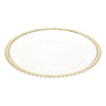Assiette de présentation - atmosphera - manoir dhiver - 33cm - or & blanc - polypropylène Assiette de présentation - atmosphera - manoir dhiver - 33cm - or & blanc - polypropylène
