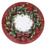 Assiette de prsentation soir de nol 33cm rouge