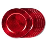 Assiette rouge paillette 33 cm (lot de 6) - table passion