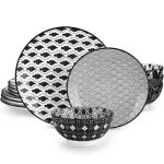 Assiette vancasso haruka - porcelaine - service complet pour 8 personnes