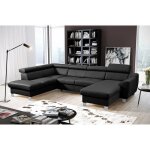 Aston - canap panoramique dangle convertible en cuir italien de luxe - 7 / 8 places - mridienne  droite ...