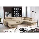 Aston - canap panoramique dangle convertible en cuir italien de luxe - 7 / 8 places - mridienne  gauche ...