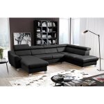 Aston - canap panoramique dangle convertible en cuir italien de luxe - 7 / 8 places - mridienne  gauche ...