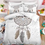 Attrape rves plumes bohmien parure de lit 3 pieces 1 housse de couette 140 * 200cm et 2 taies doreillers ...