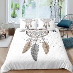 Attrape rves plumes bohmien parure de lit 3 pieces 1 housse de couette 220 * 240cm et 2 taies doreillers ...