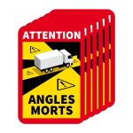 Plaque rectangle stickers autocollant attention angles morts poids lourds - lot de 6