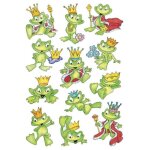 Autocollant - herma - roi grenouille - papier - 3 planches de 12 stickers - d�coratif