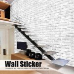 Autocollant mural - garosa - motif brique blanche - pvc - 10m - 45cm de largeur