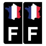 Autocollant plaque dimmatriculation voiture f carte de france noir couleur