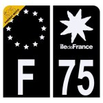 Autocollant sticker plaque dimmatriculation moto d�partement 75 paris noir