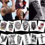Autocollants de tatouage deau de grandes fleurs - inf - multicolor