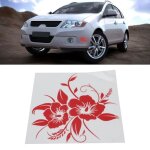 Autocollant de voiture - omabeta - fleur universelle - rouge - vinyle - r�sistant aux uv