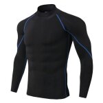 Automne et hiver hommes col haut � manches longues sport course fitness stretch s�chage rapide col montant ...