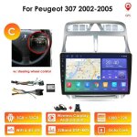 Autoradio 3g 32g android 12 pour peugeot 307 307cc 307sw 2002 2003 2004 avec commande au volant lecteur ...