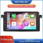 Autoradio gearelec 9 pouces android pour bmw e46 avec carplay andriod auto gps bluetooth rds wifi