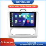 Autoradio gearelec 9 pouces android pour ford focus 2004 - 2011 avec carplay andriod auto gps bluetooth ...