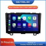 Autoradio gearelec 9 pouces android pour honda cr - v crv 2007 - 2011 - carplay gps bluetooth wifi - ...