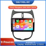 Autoradio gearelec 9 pouces android pour peugeot 206 2001 - 2016 - carplay andriod auto gps bluetooth ...