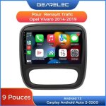 Autoradio gearelec 9 pouces android pour renault trafic opel vivaro 2014 - 2019 - carplay gps bt rds ...