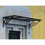 Auvent de porte en aluminium l140 x l80 cm inclin� amban