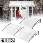 Auvent pour porte dentre - lzq - 200 x 100 cm - aluminium - polycarbonate - rsistant aux intempries ...