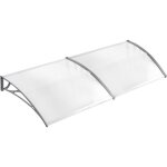 Auvent pour porte dentr�e naizy 200x100cm - marquise solaire anti - uv en polycarbonate - gris