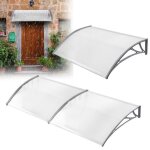 Auvent pour porte - hengmei - 150 x 100 cm - polycarbonate - protection contre intemp�ries - cadre gris ...