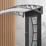 Auvent de porte marquise daccueil - homewell - 80x120 cm - polycarbonate - transparent / gris
